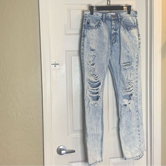KanCan Distressed Boyfriend Button Fly Jeans Size 5/26 - Picture 3 of 12